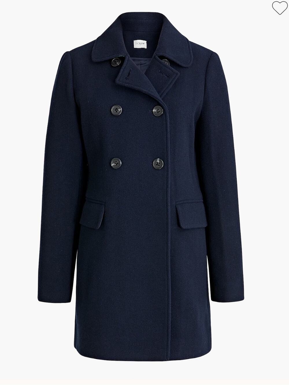 NEW J. Crew Factory Women’s Wool Blend Double Breasted Topcoat in Navy - Size 8